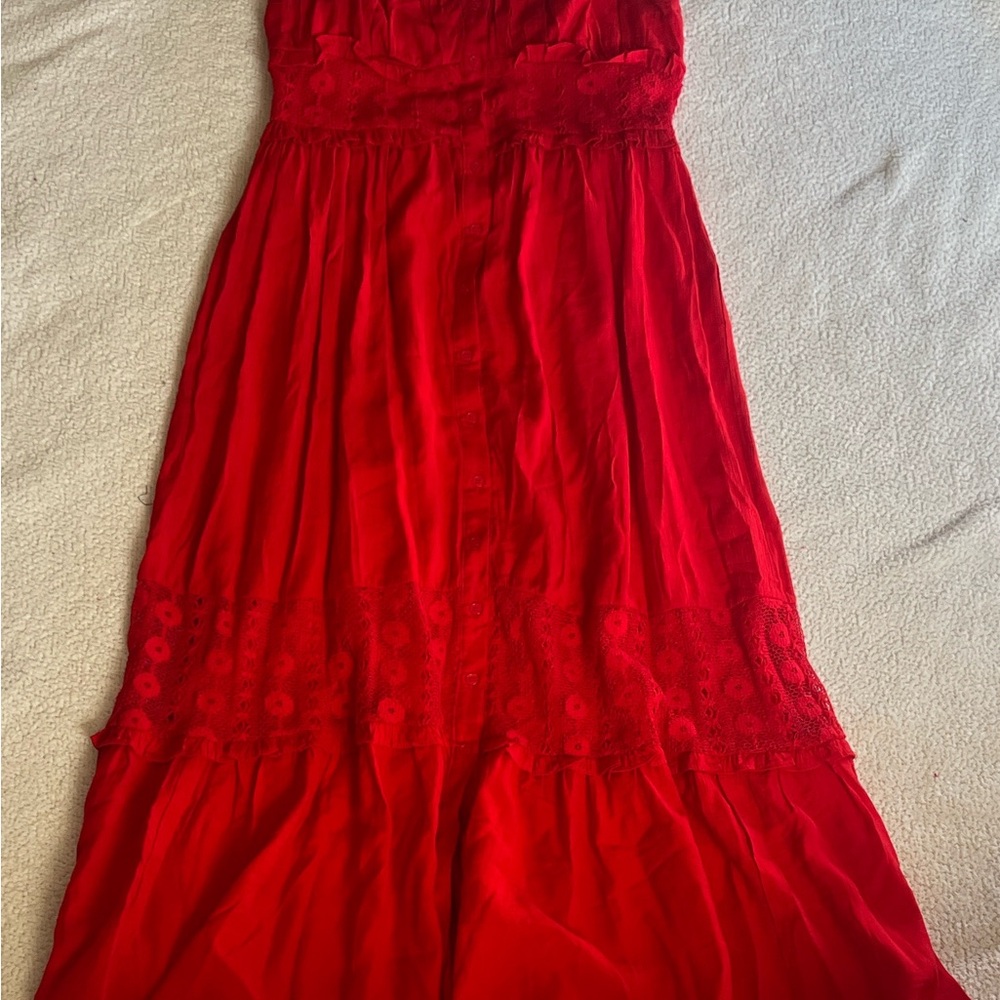 LUSH Elegant Red Strapless Dress - Picture 5 of 5